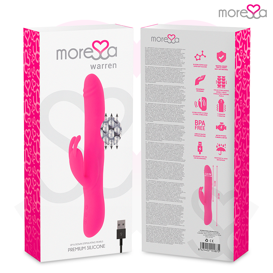 Vibrador Rabbit com Rolamento MORESSA WARREN | 7+4 Modos 25,5cm 9