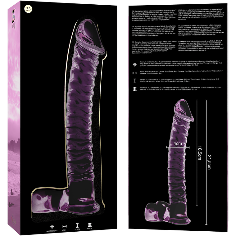 Dildo de Vidro NEBULA IBIZA Modelo 23 | 21,5cm Borossilicato Rosa 6