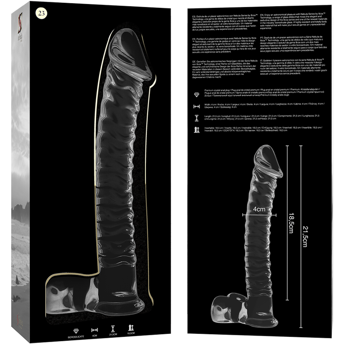 Dildo de Vidro NEBULA IBIZA Modelo 23 | 21,5cm Borossilicato Transparente 6