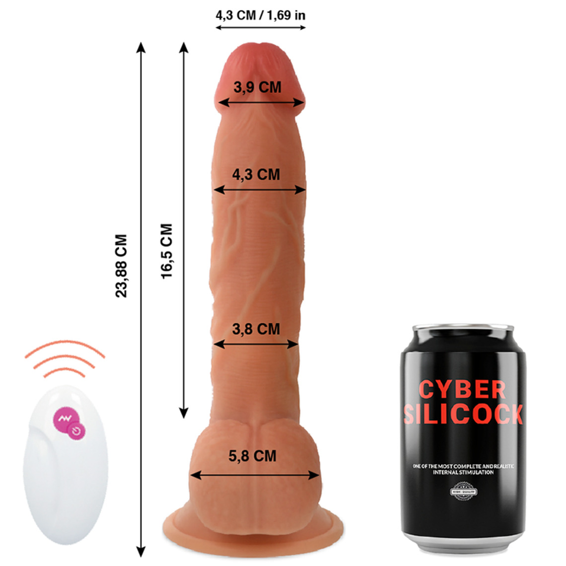 Dildo Realista com Controle Remoto CYBER MR JOHN | 23,88cm Up&Down 4