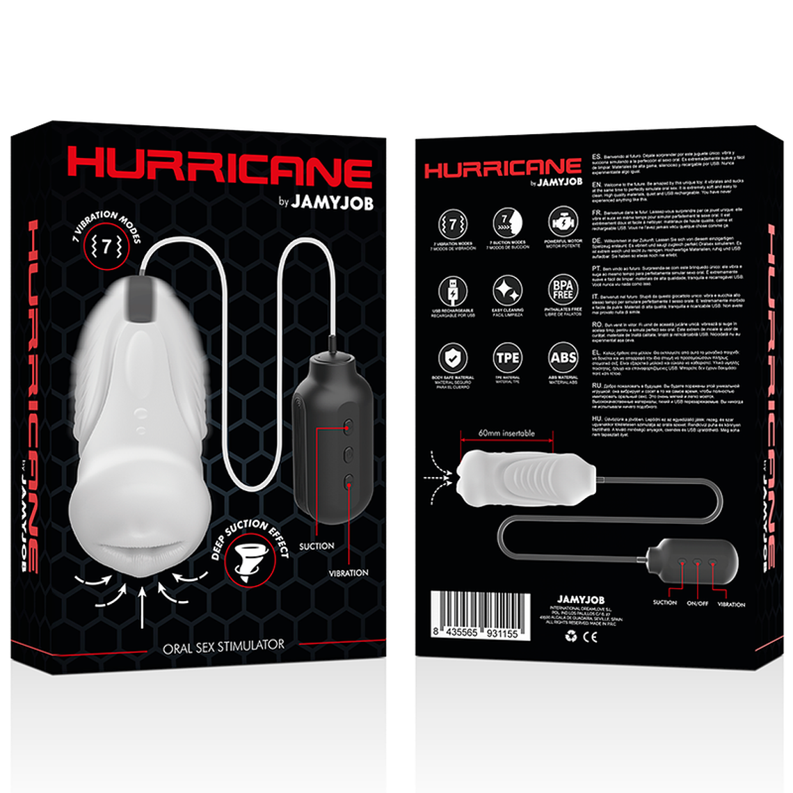 Estimulador de Sexo Oral JAMYJOB HURRICANE | 7 Vibração + 7 Sucção 7