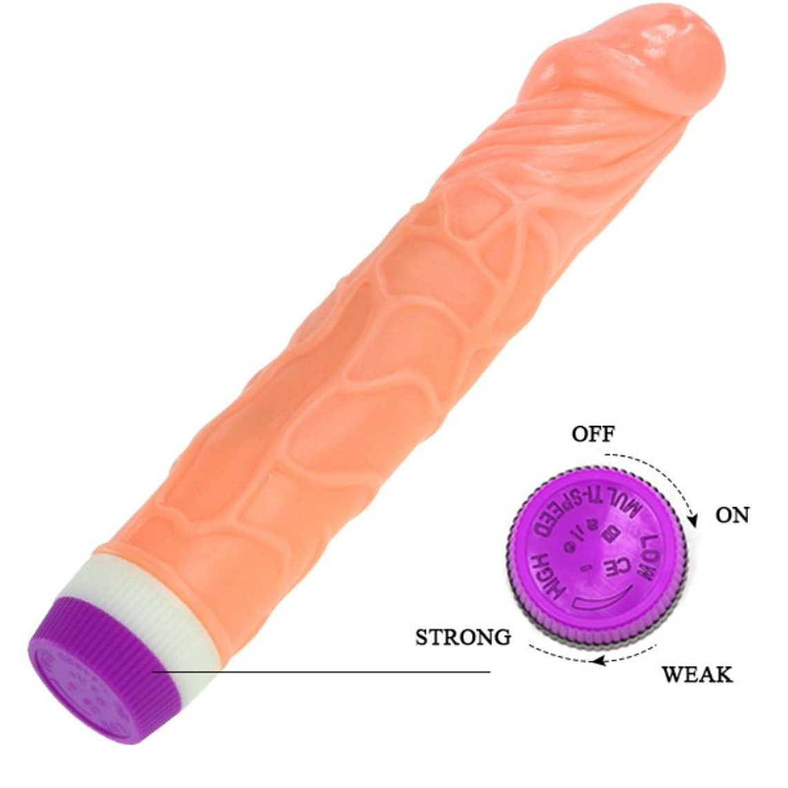 Vibrador Realista Simples 22,5cm | Económico com Vibração Ajustável 7