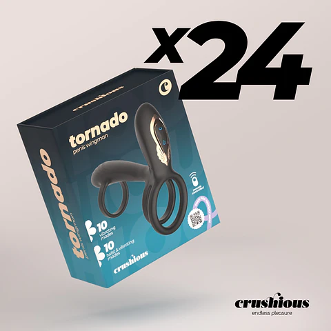 Pack 24 Anel Peniano com Rotação Crushious Tornado | Vibração + Rotação