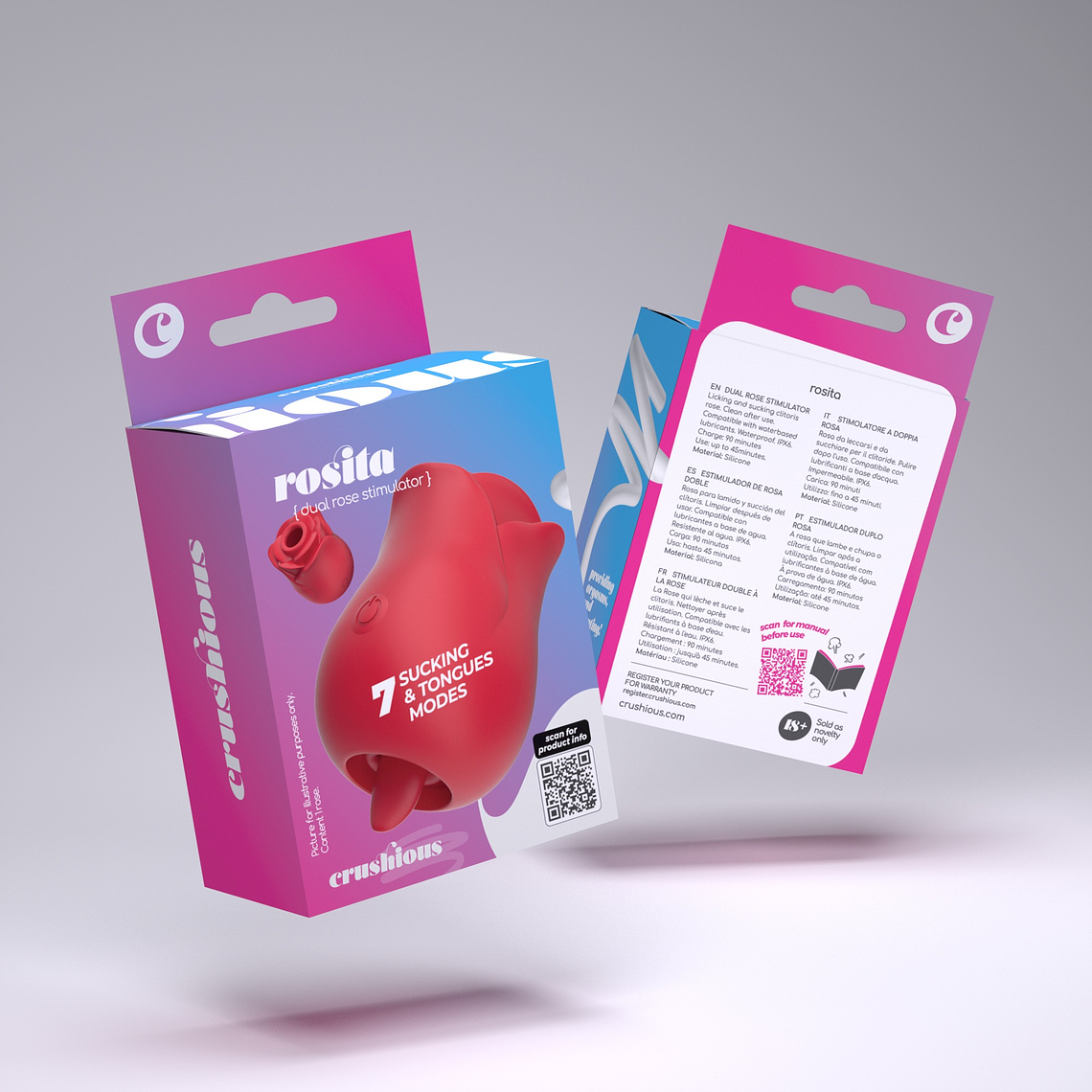 Pack 5+1 Grátis Estimulador Clitoriano com Língua Crushious Rosita | 7 Modos 2