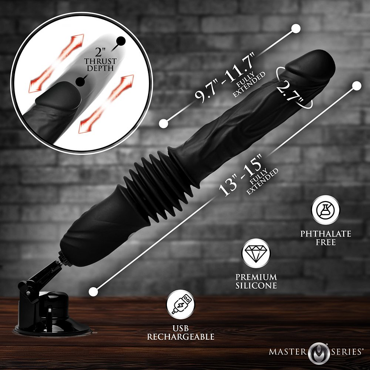 Silicone Double Pounder Thruster Dildo with Vibration and Remote Control 4