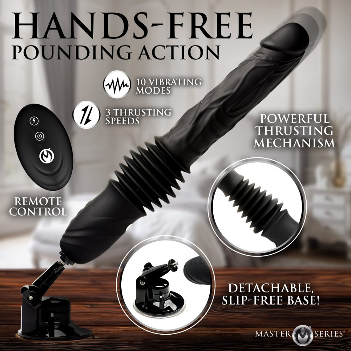 Silicone Double Pounder Thruster Dildo with Vibration and Remote Control 3