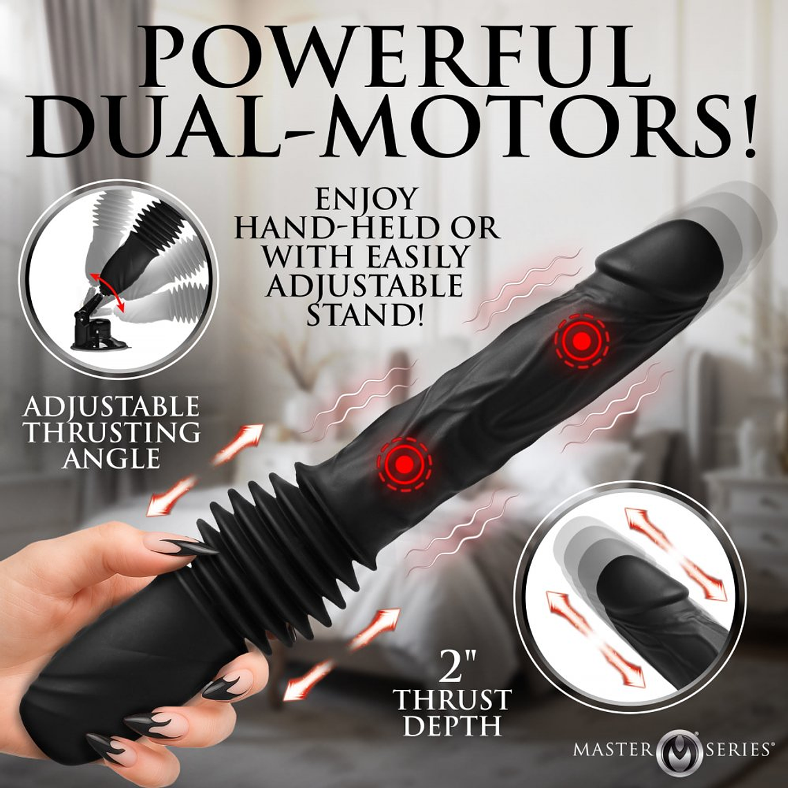 Silicone Double Pounder Thruster Dildo with Vibration and Remote Control 2