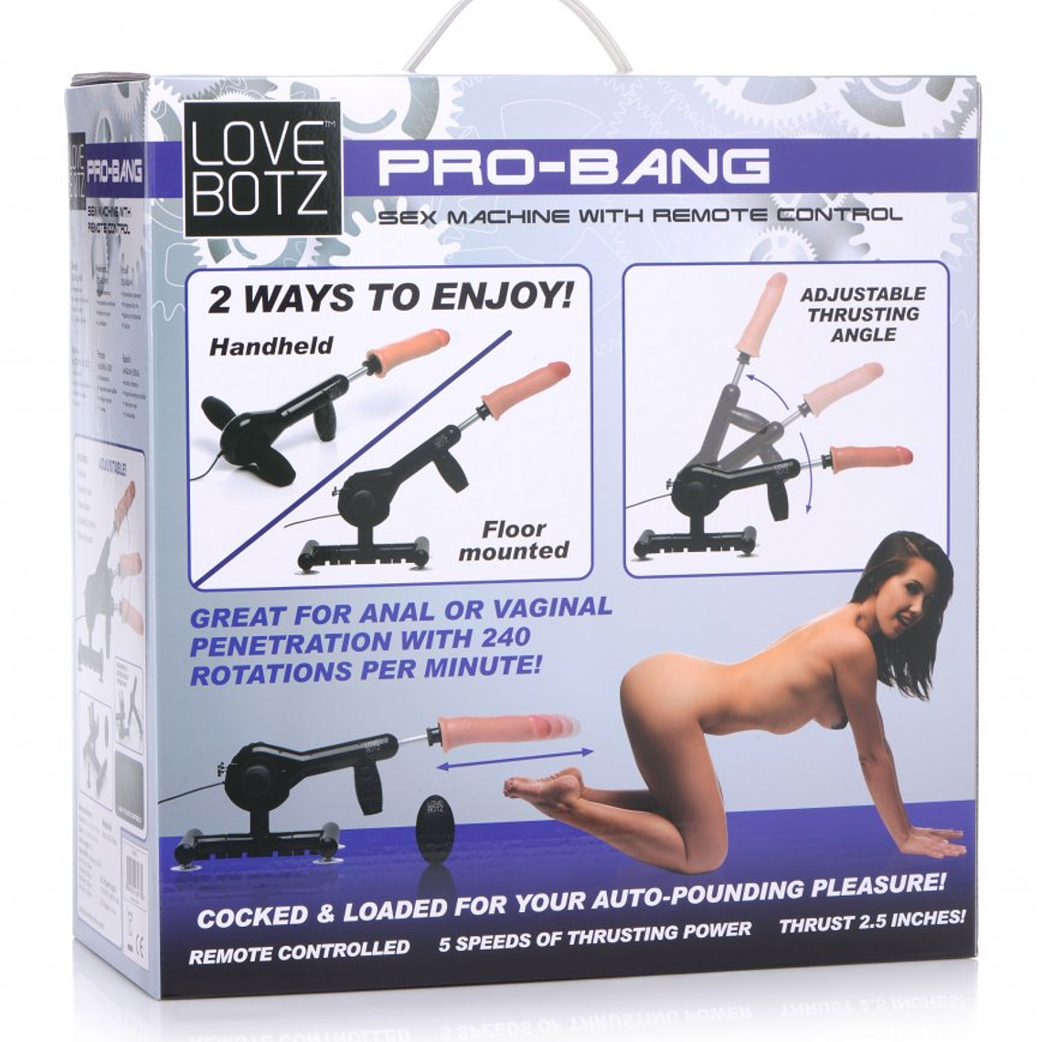 Máquina Sexual Pro-Bang Portátil com Controlo Remoto e Ventosas 14