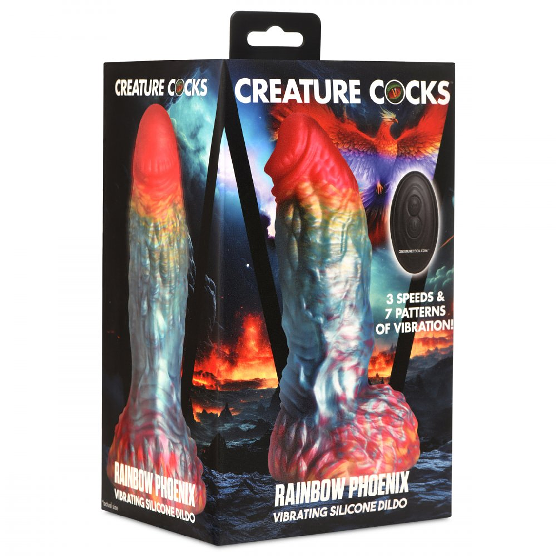 Rainbow Phoenix Silicone Vibrating Dildo with Remote Control and Suction Cup 8