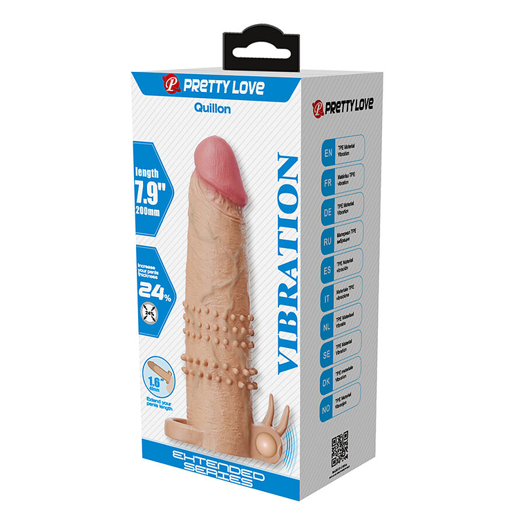 Pretty Love Quillon Penis Sleeve 17cm with Removable Clitoral Vibrator 7