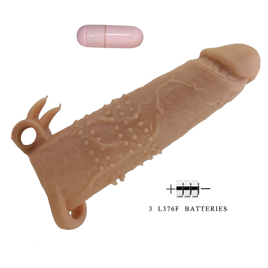 Pretty Love Quillon Penis Sleeve 17cm with Removable Clitoral Vibrator 3