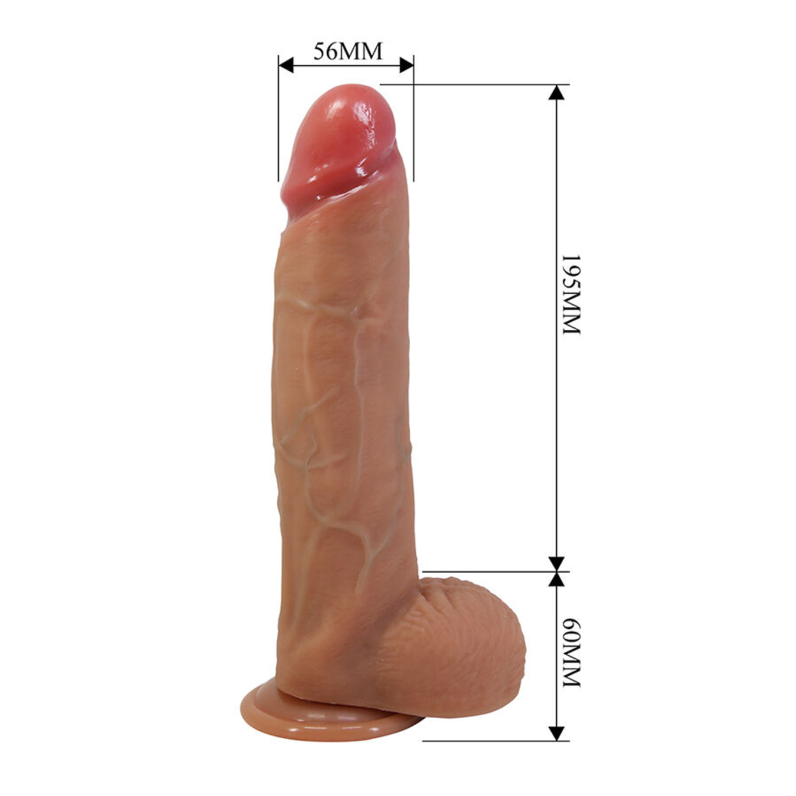 Dildo realista Mendel Pretty Love de 25,5 cm con ventosa y acabado aterciopelado. 7
