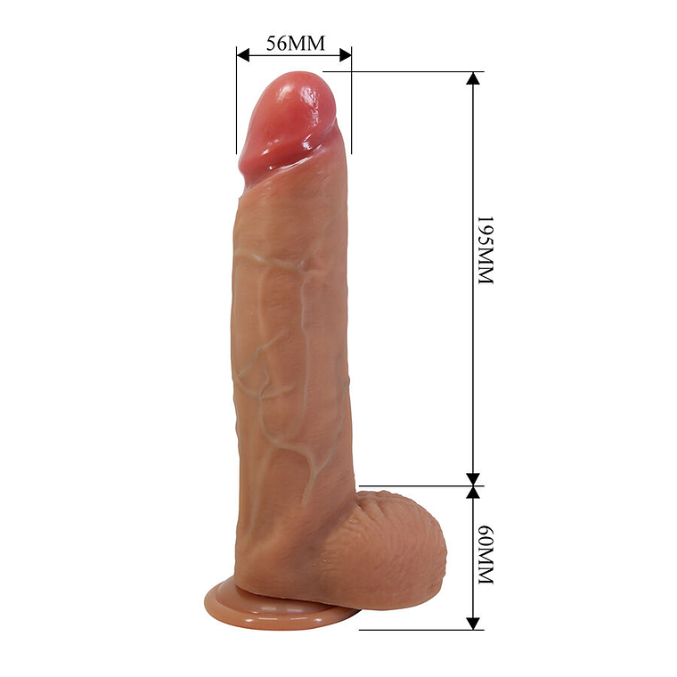 Dildo realista Mendel Pretty Love de 25,5 cm con ventosa y acabado aterciopelado. 7