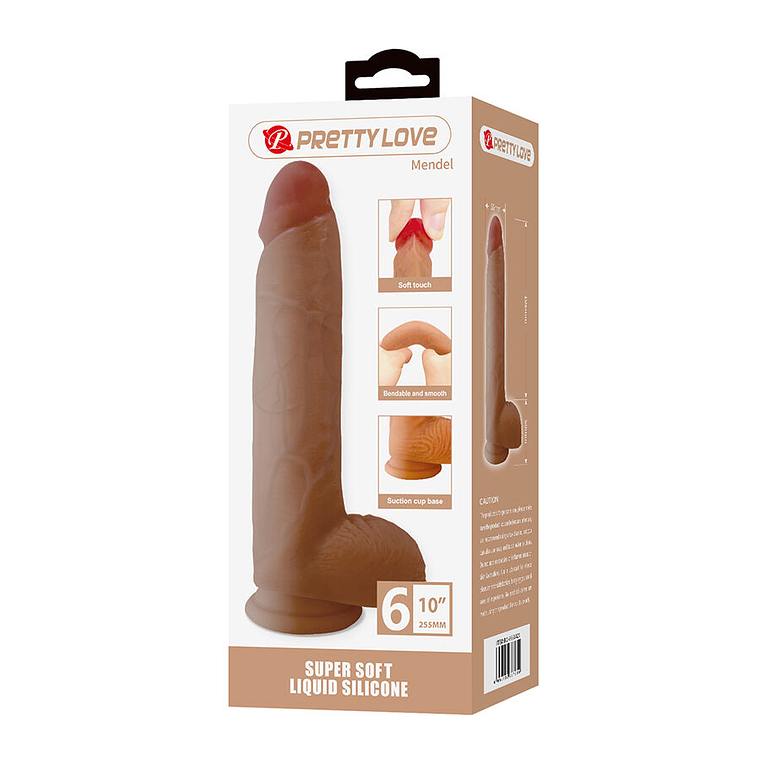 Dildo realista Mendel Pretty Love de 25,5 cm con ventosa y acabado aterciopelado. 8