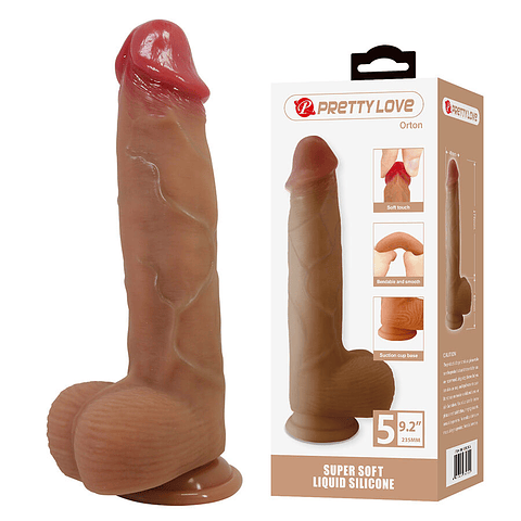 Dildo realista Orton Pretty Love de 23,5 cm de silicona con ventosa y venas.