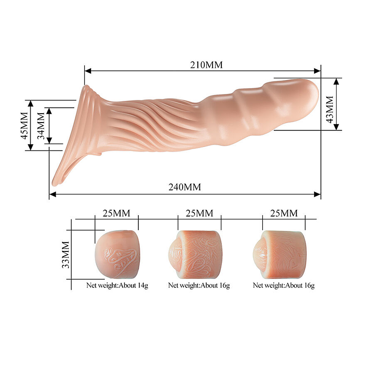 Capa Peniana Pretty Love Texturizada com 3 Extensores Ajustáveis TPE 8