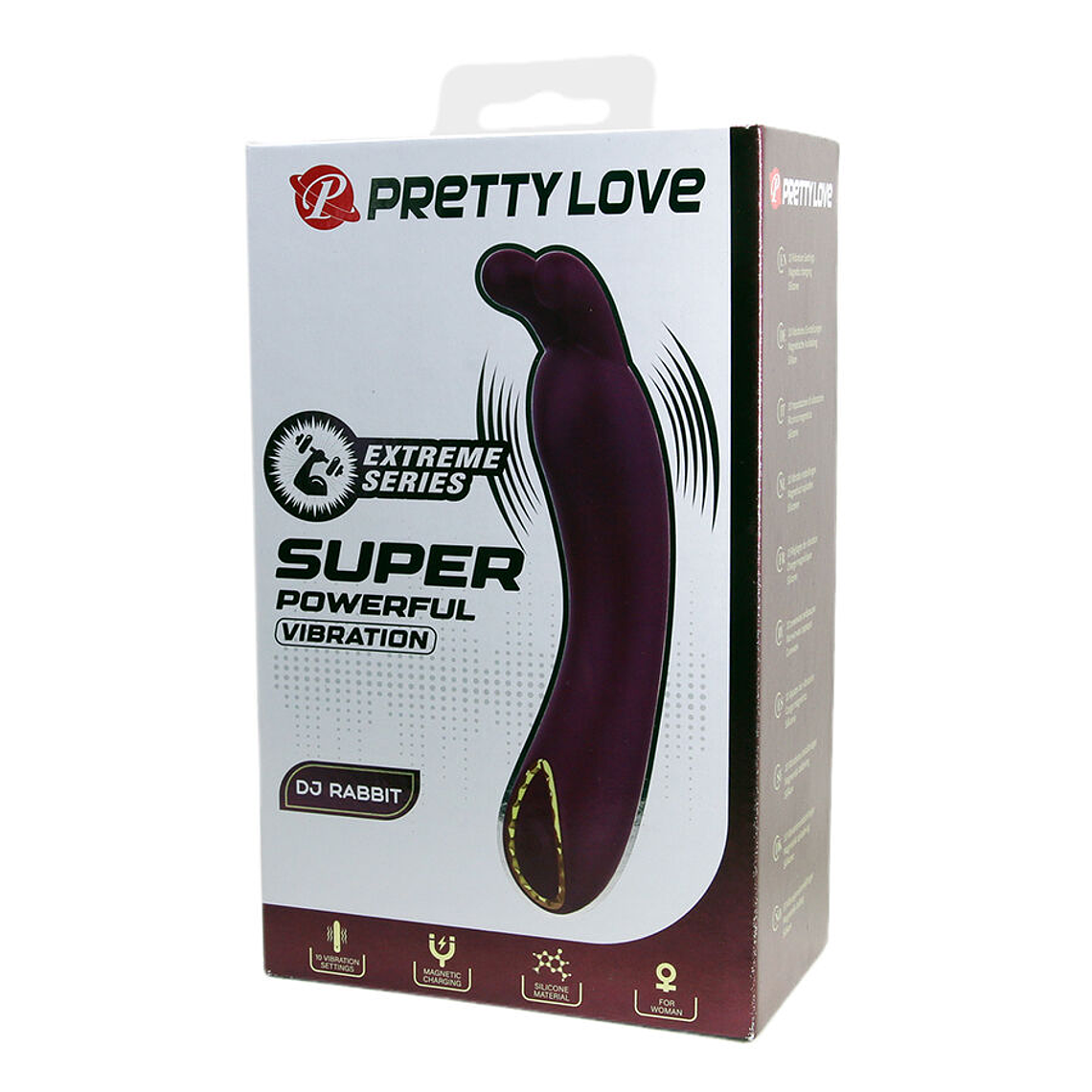 Vibrador DJ Rabbit Pretty Love morado para el punto G con anillo dorado, 10 modos. 10