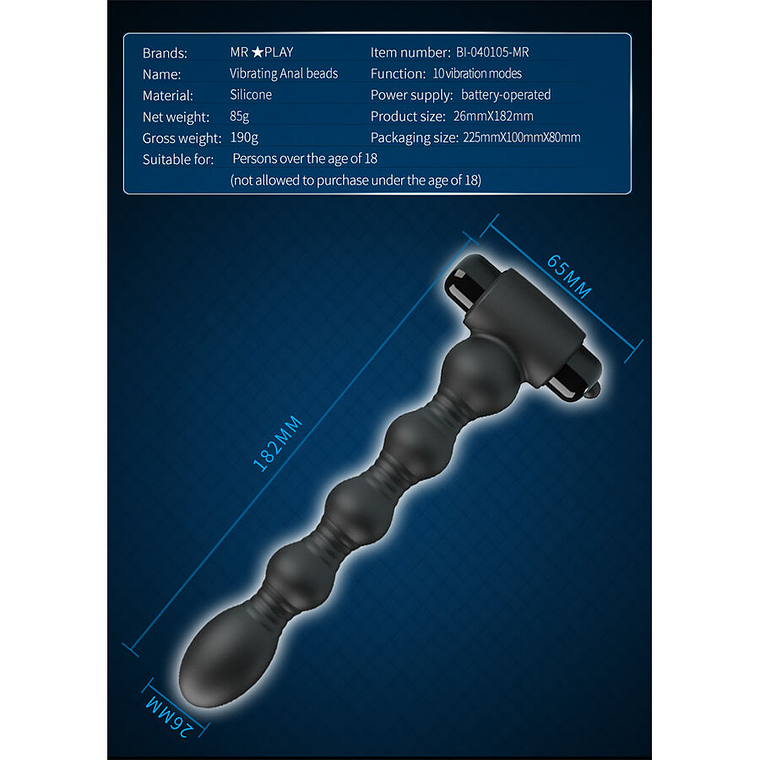 Mr Play Plug anal vibrant avec perles, 10 fonctions 5