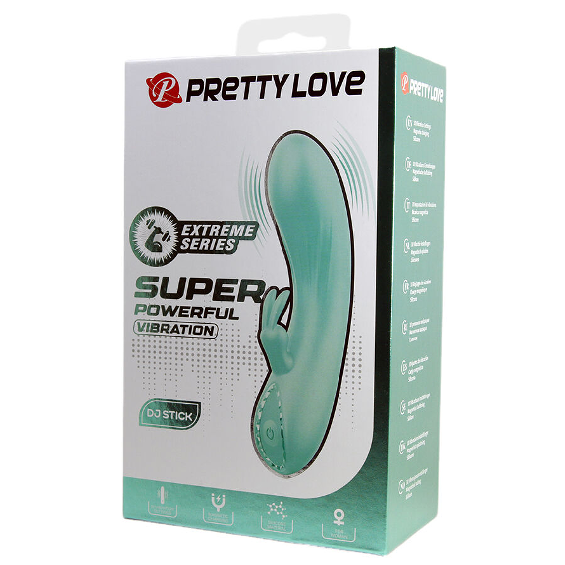 Vibromasseur point G Pretty Love Turquoise DJ Stick avec stimulateur clitoridien, 10 modes 10