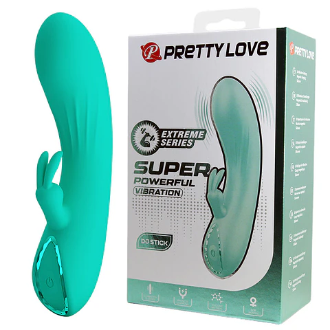 Vibrador G-Spot DJ Stick Pretty Love Turquesa com Estimulador Clitoriano 10 Modos