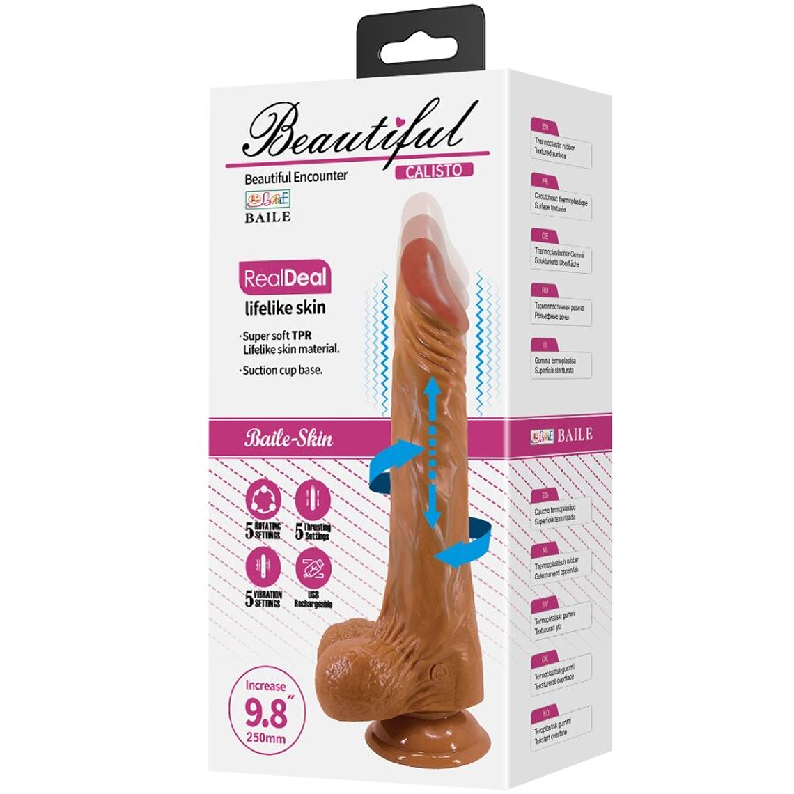 Dildo Realista Calisto Baile 24cm com Estocada Rotação e Vibração USB 10
