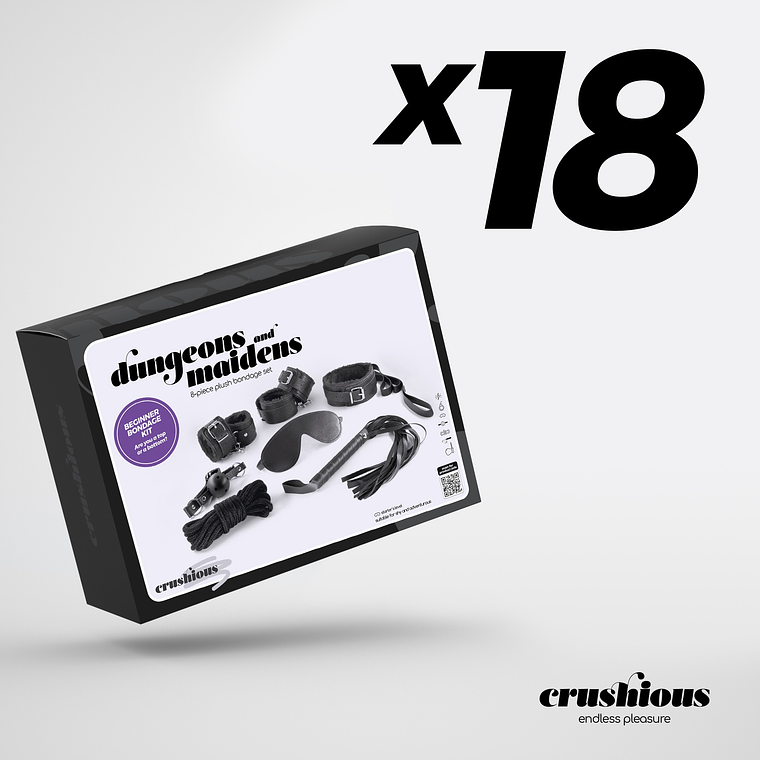 Kit BDSM Dungeons & Maidens 18 Peças Preto Crushious Algemas Chicote e Coleira 1