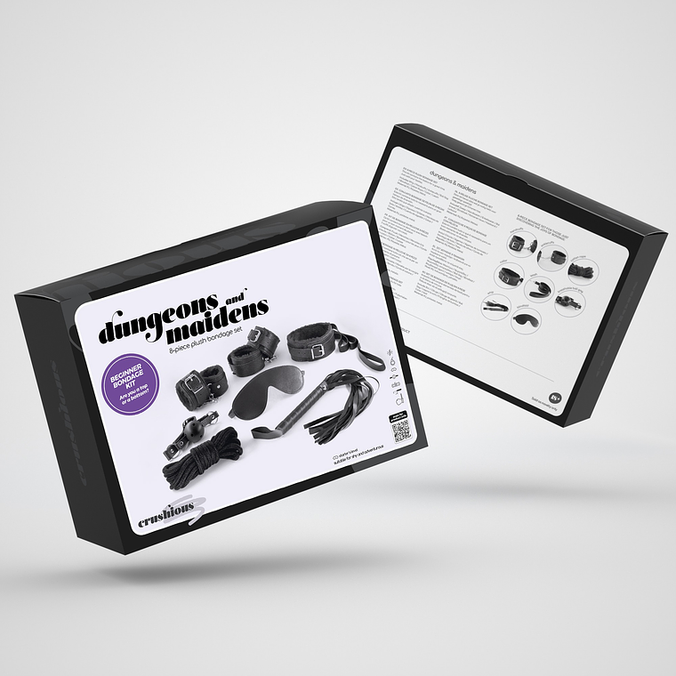 Kit BDSM Dungeons & Maidens 18 Peças Preto Crushious Algemas Chicote e Coleira 2