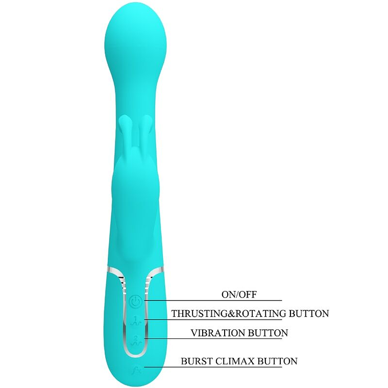 Vibrador Coelho Dejon Pretty Love 3 em 1 Multifunções Aqua Verde 12