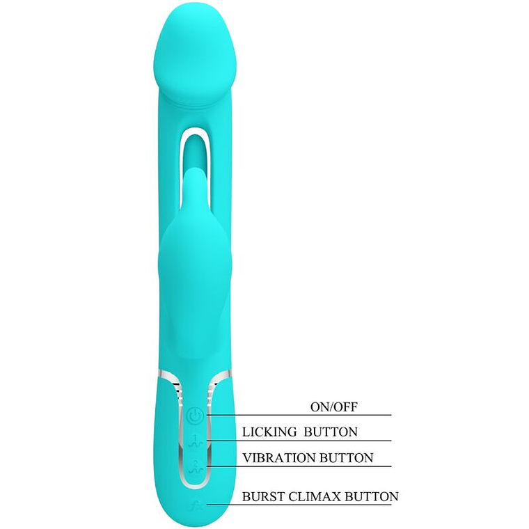 Vibrador Coelho Dejon Pretty Love 3 em 1 Multifunções Aqua Verde 8