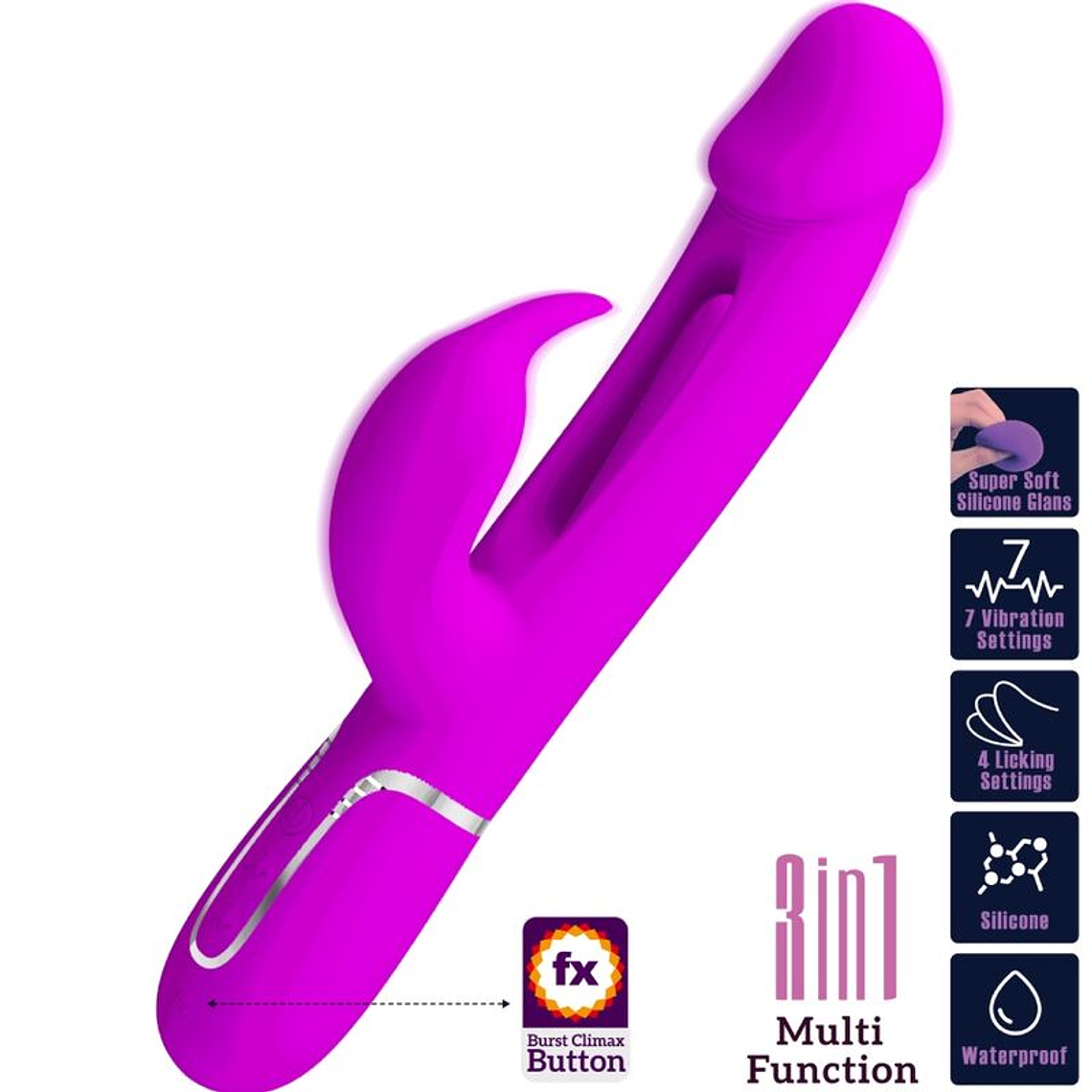 Vibrador Coelho Dejon Pretty Love 3 em 1 Multifunções Fúcsia 1