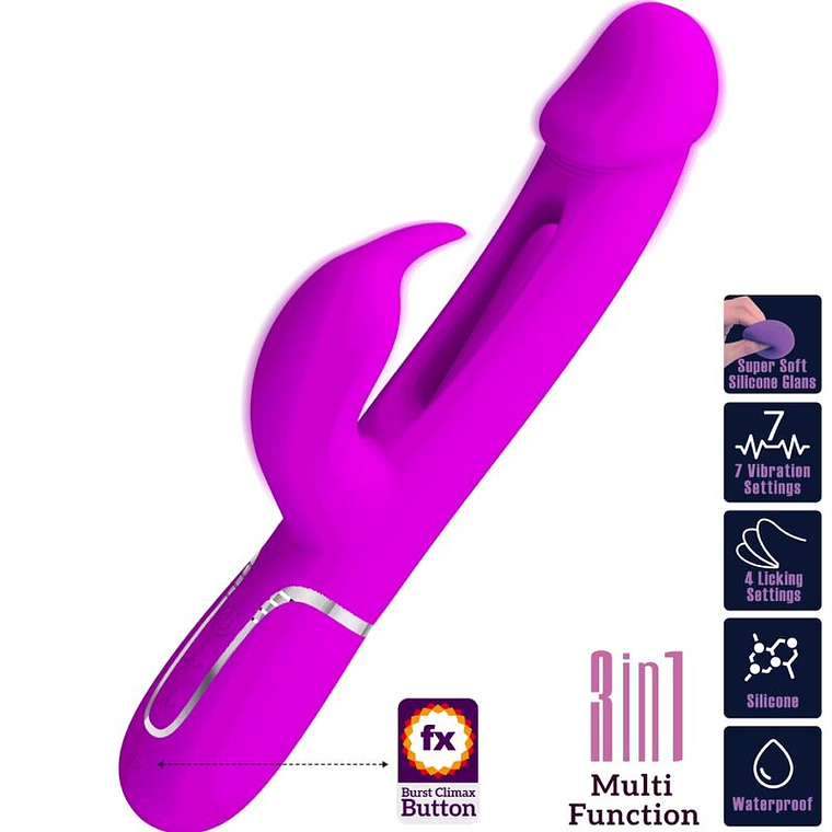 Vibrador Coelho Dejon Pretty Love 3 em 1 Multifunções Fúcsia 1