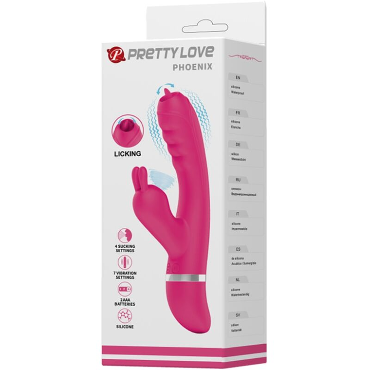 Vibrador Coelho Phoenix Pretty Love Rosa com Língua Tapping 7+4 Funções 6