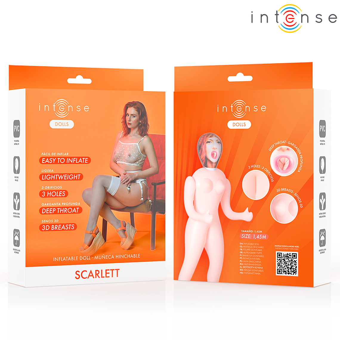 Poupée gonflable Scarlett Intense Dolls 3 trous, seins 3D, 1,45 m 5