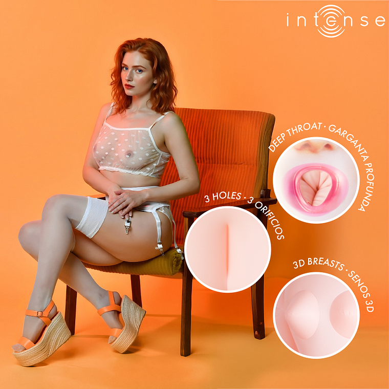 Poupée gonflable Scarlett Intense Dolls 3 trous, seins 3D, 1,45 m 3
