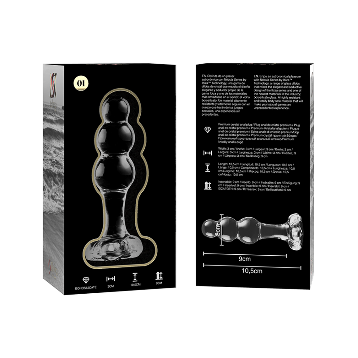 Tapón anal de vidrio borosilicato Nebula de 10,5 cm transparente 6