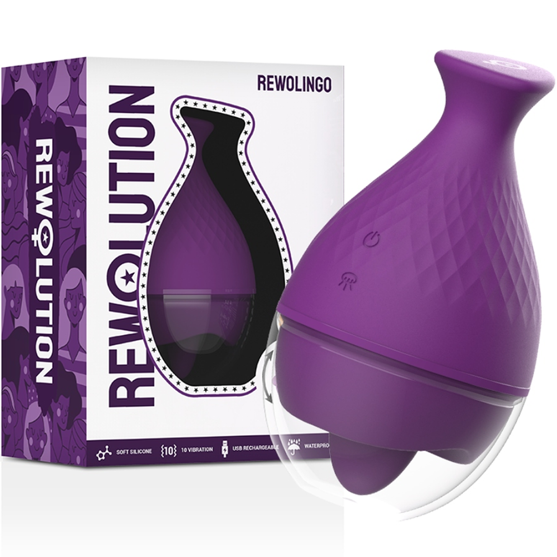 Vibrateur lingual Rewolingo, double stimulation, IPX6 3