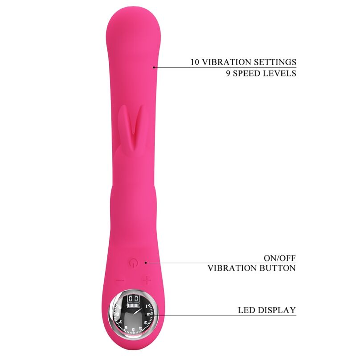 Vibrador Lamar Pretty Love Rabbit, rosa, para el punto G, 10 funciones, pantalla LCD. 8