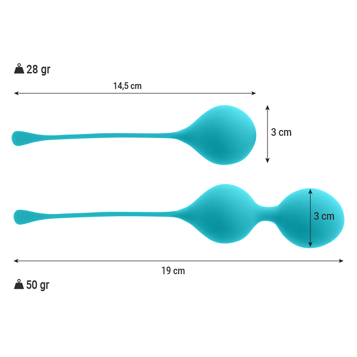 Bolas de Kegel Intense Kendall Azul 28g+50g Silicone 2