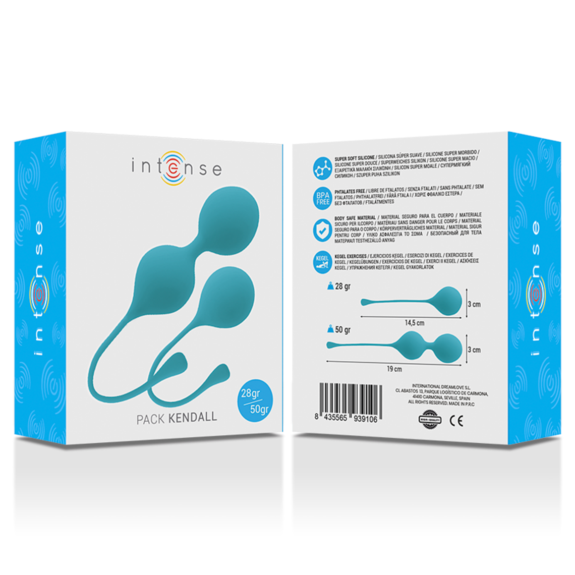 Bolas de Kegel Intense Kendall Azul 28g+50g Silicone 3