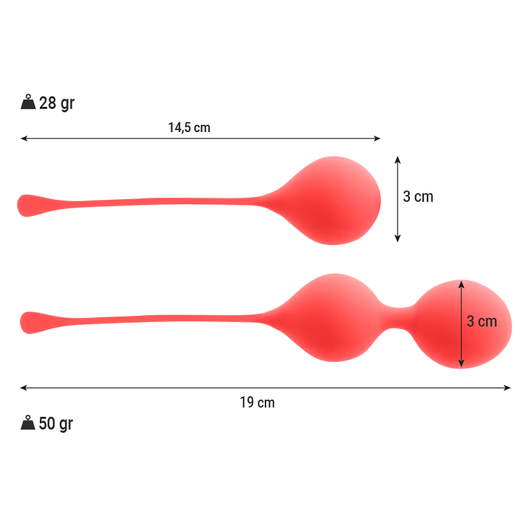 Bolas de Kegel Intense Kendall Vermelho 28g+50g Silicone 2
