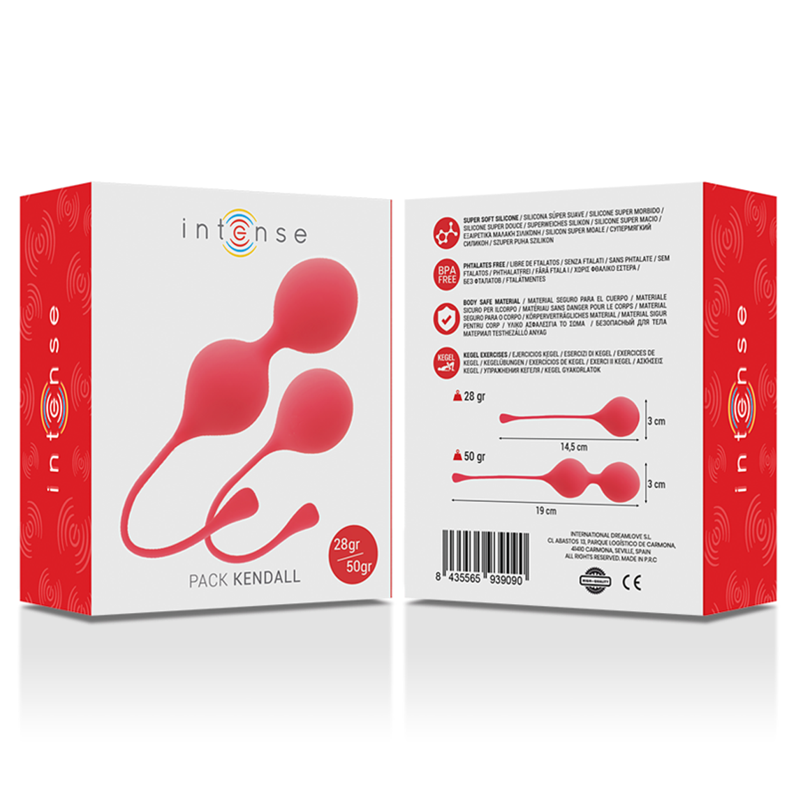 Bolas de Kegel Intense Kendall Vermelho 28g+50g Silicone 3