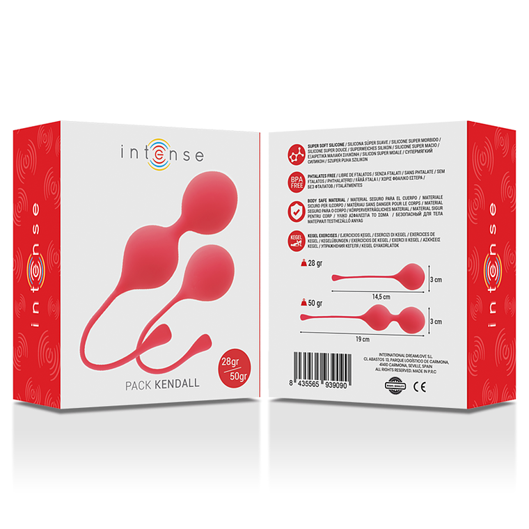 Bolas de Kegel Intense Kendall Vermelho 28g+50g Silicone 3