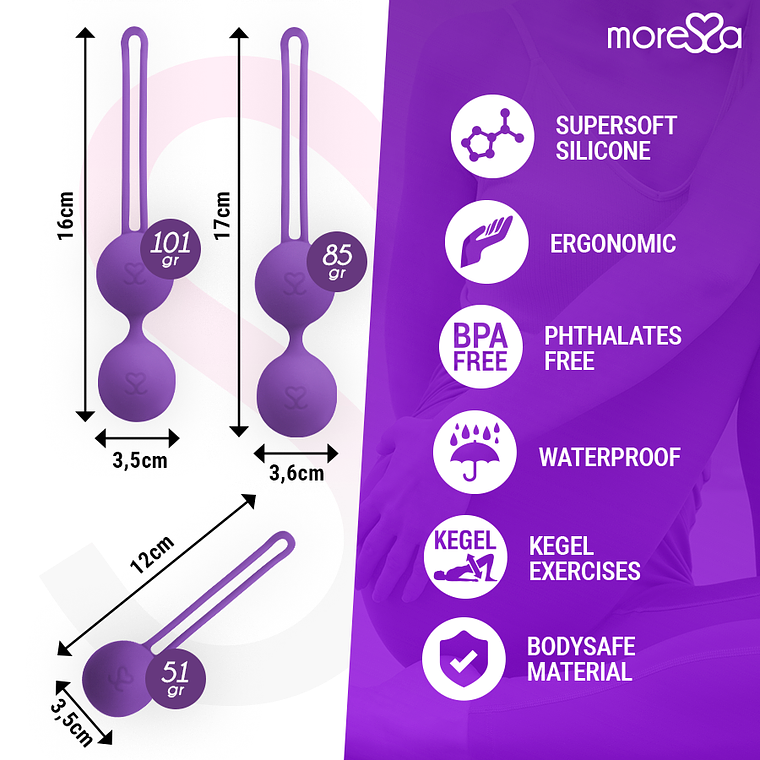 Bolas de Kegel Moressa Osian Premium Lilas 3 Pesos Silicone 5
