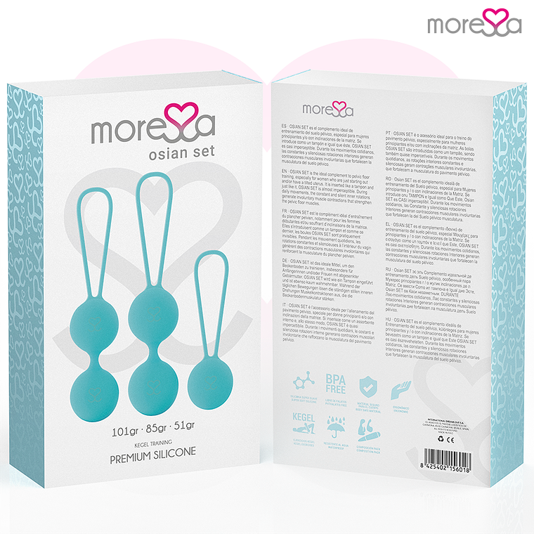 Bolas de Kegel Moressa Osian Premium Turquesa 3 Pesos Silicone 7