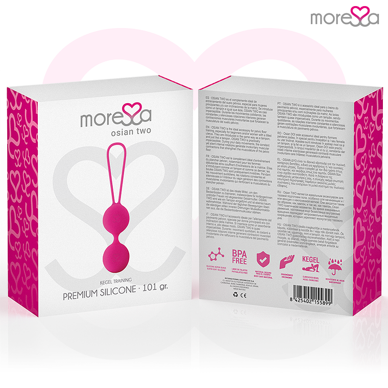 Bolas de Kegel Moressa Osian Dois Rosa 101g Silicone Premium 8