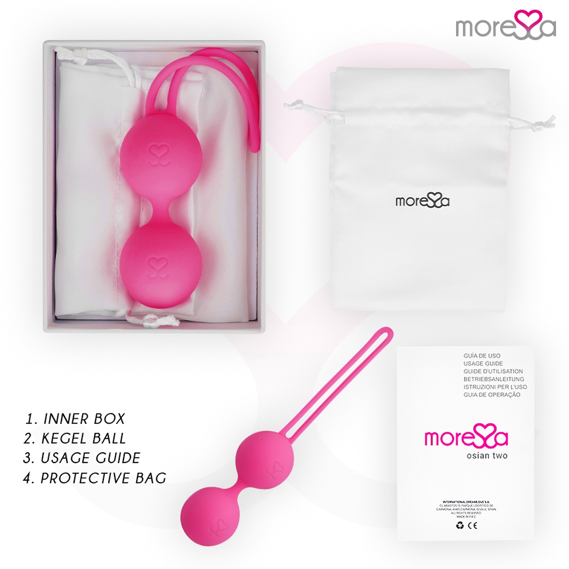 Bolas de Kegel Moressa Osian Dois Rosa 101g Silicone Premium 4