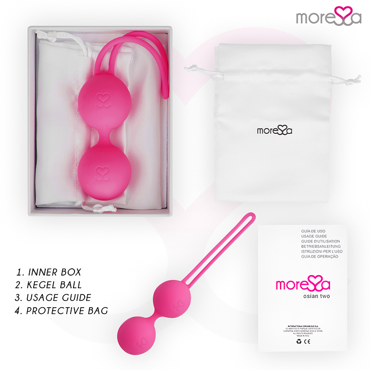 Bolas de Kegel Moressa Osian Dois Rosa 101g Silicone Premium 4