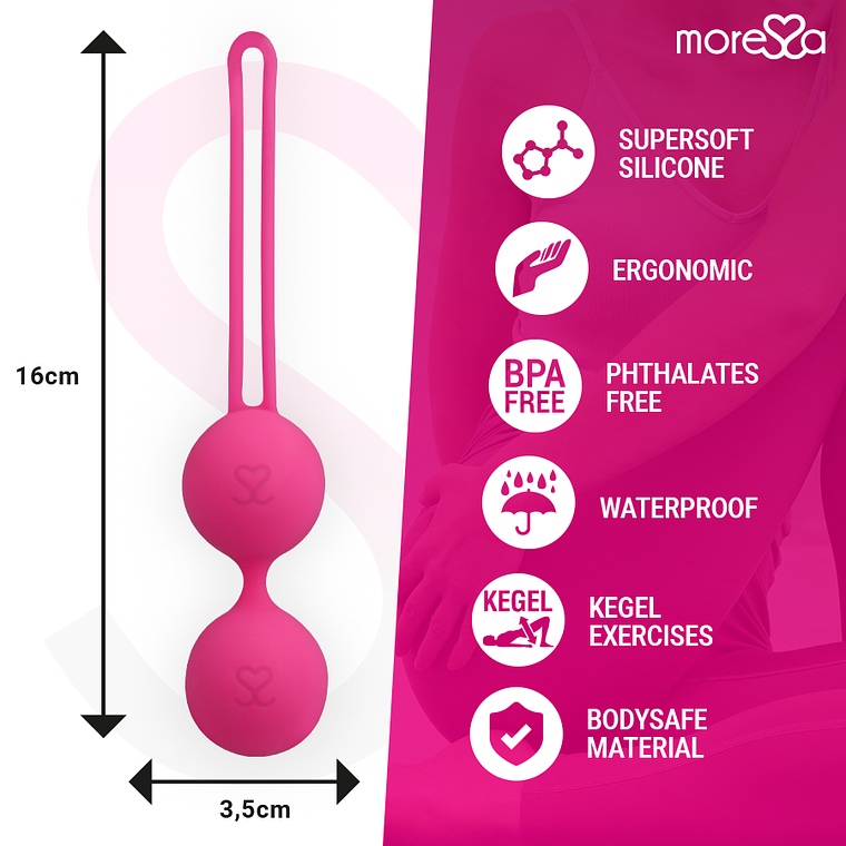 Bolas de Kegel Moressa Osian Dois Rosa 101g Silicone Premium 7
