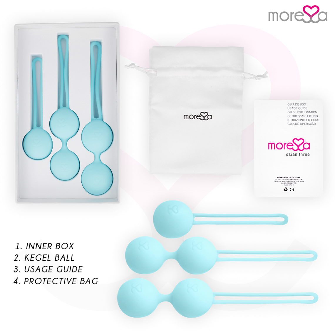 Bolas de Kegel Moressa Osian Dois Turquesa 101g Silicone Premium 7