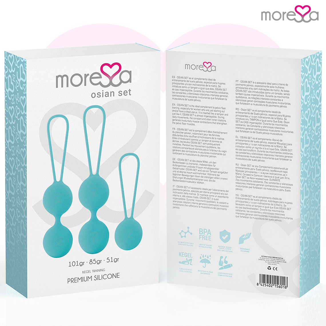 Bolas de Kegel Moressa Osian Dois Turquesa 101g Silicone Premium 8